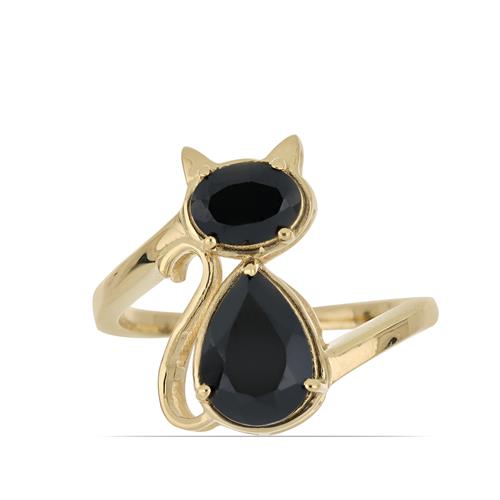 BUY 925 SILVER NATURAL BLACK SPINEL GEMSTONE CAT RING 